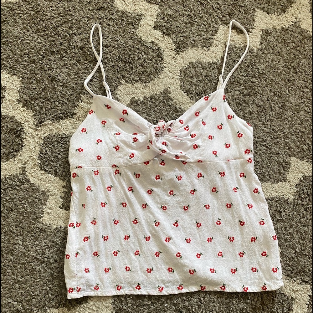 Brandy tie front floral tank